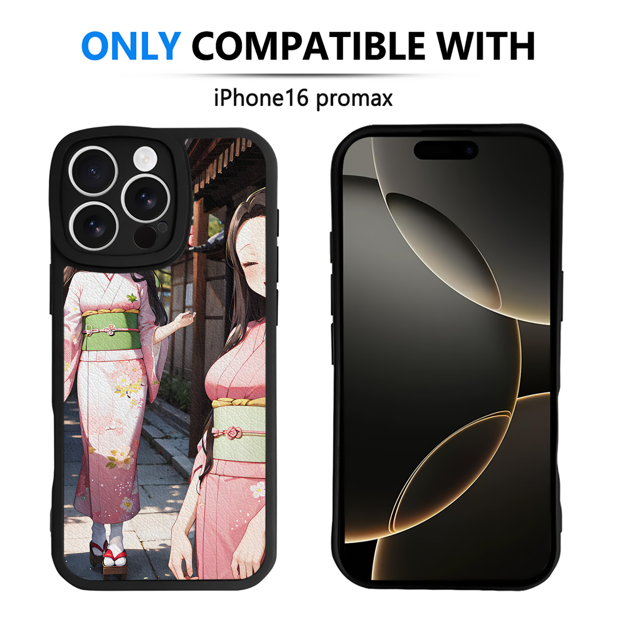 （画像用） 鬼滅の刃（きめつのやいば）竈門 禰󠄀豆子／かまど ねずこ Kamado Nezuko 【iPhone 16シリーズ対応】シリコンスマホケース（レザー調） 材質：シリコン